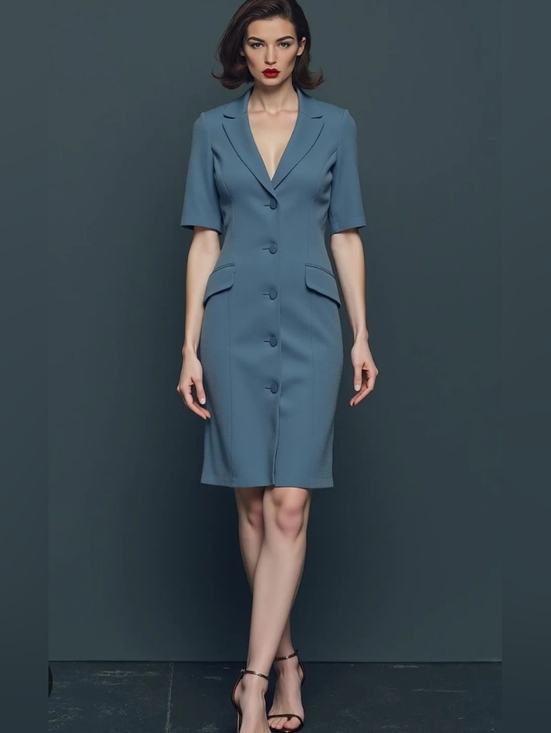 Badgley Mischka Dresses & Skirts - Celestial Blue Tuxedo Inspired Midi